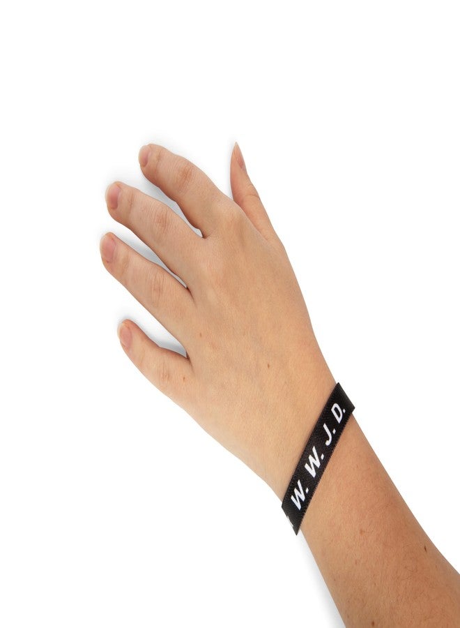 Great 1 WWJD Ichthys Symbol/Jesus Fish Bracelet - What Would Jesus Do Inspirational Religious Christian Reversible Stretch Wristband (Black, Medium) - Image 4